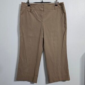 B#59 New York & Company Stretch‎ Khaki Capri Cropped Pants Women's Size 10